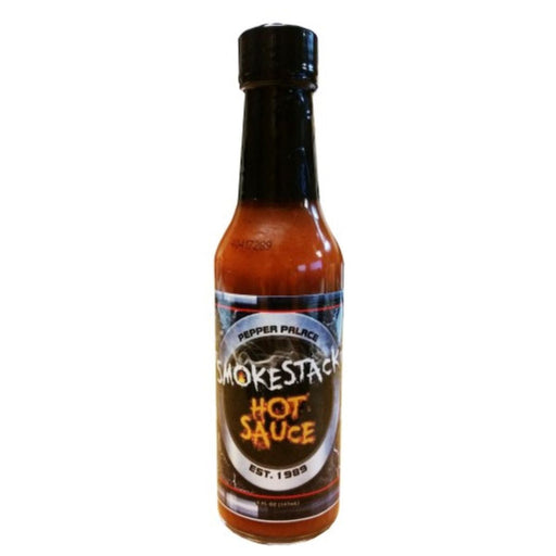 Bottle of Smokestack Hot Sauce on a white background