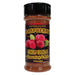 Jar of Raspberry Chipotle seasoning and rub with a black lid on a white background