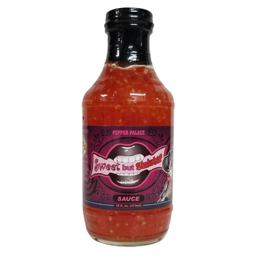 Bottle of Pepper Palace Sweet but Sultry sauce on a white background
