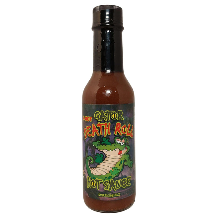Bottle of hot sauce with a colorful label featuring a snake design on a white background.