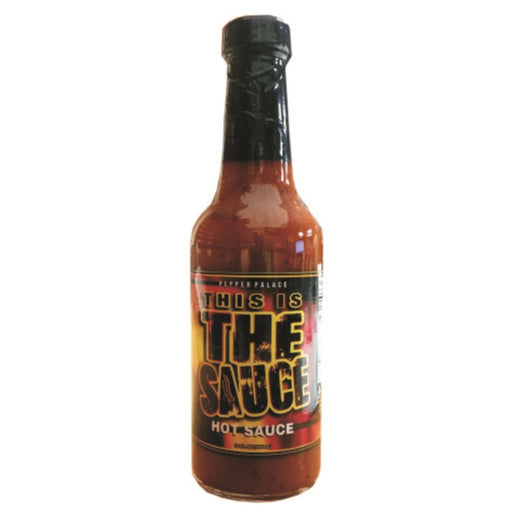 Hot sauce bottle with 'This is the Sauce' label on a white background