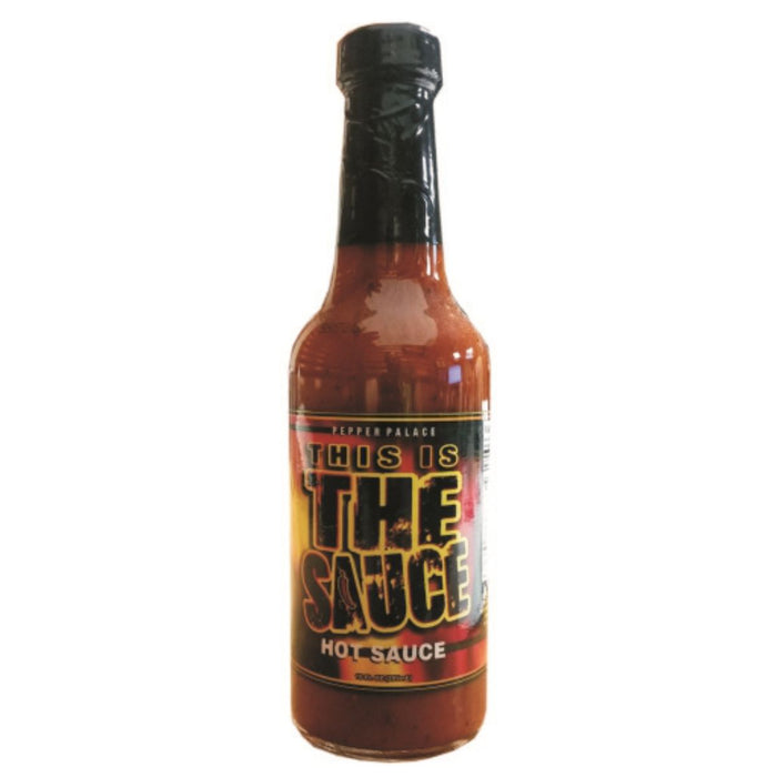 Hot sauce bottle with 'This is the Sauce' label on a white background