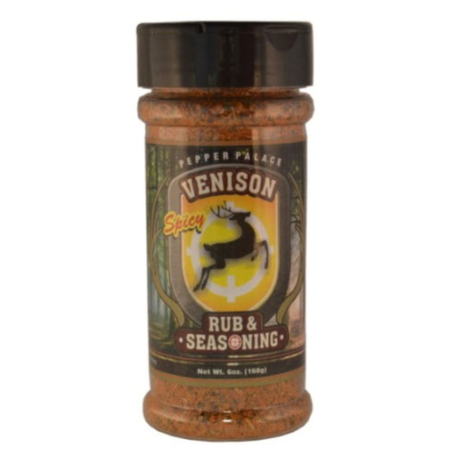 Jar of Venison Spicy Rub & Seasoning on a white background