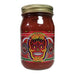 Jar of salsa with colorful label on a white background