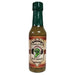 Bottle of Tequilapeno hot sauce with a green cap on a white background