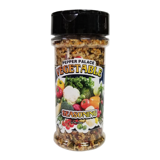 Jar of Pepper Palace Vegetable Seasoning on a white background