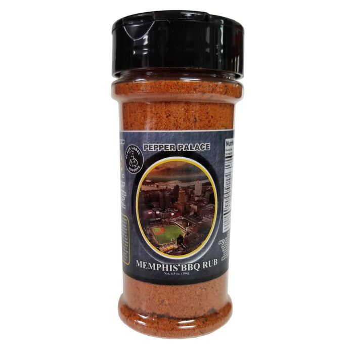 Memphis BBQ Rub container with label on a white background