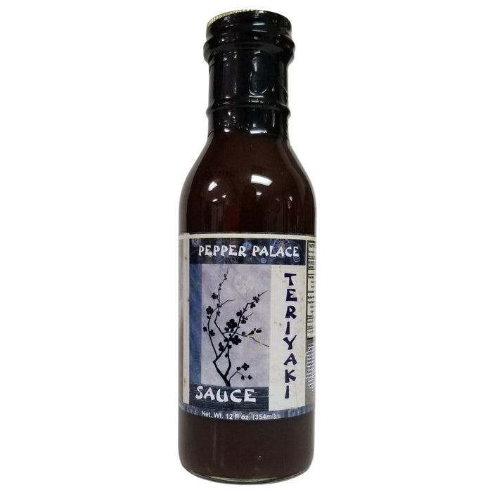 Bottle of Pepper Palace Teriyaki Sauce on a white background