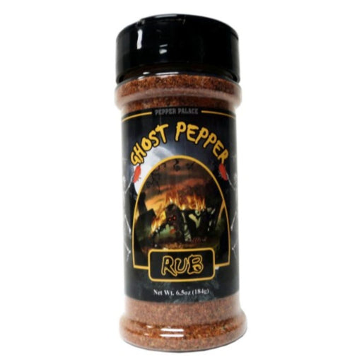 Ghost Pepper Rub container with black lid on a white background