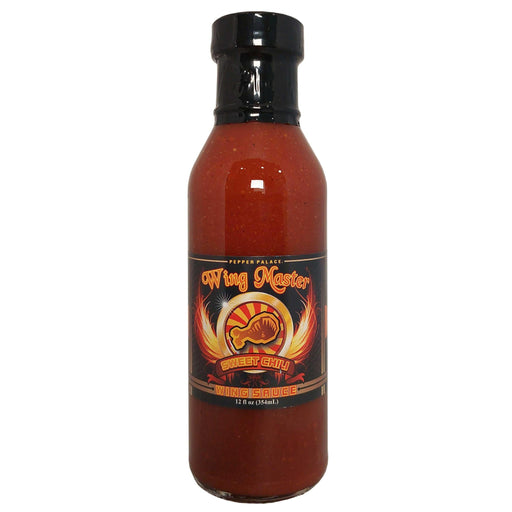 Bottle of Wing Master hot sauce on a white background