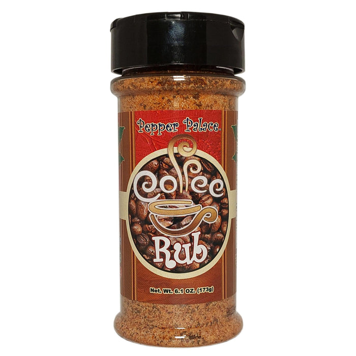 Jar of Pepper Palace Coffee Rub on a white background