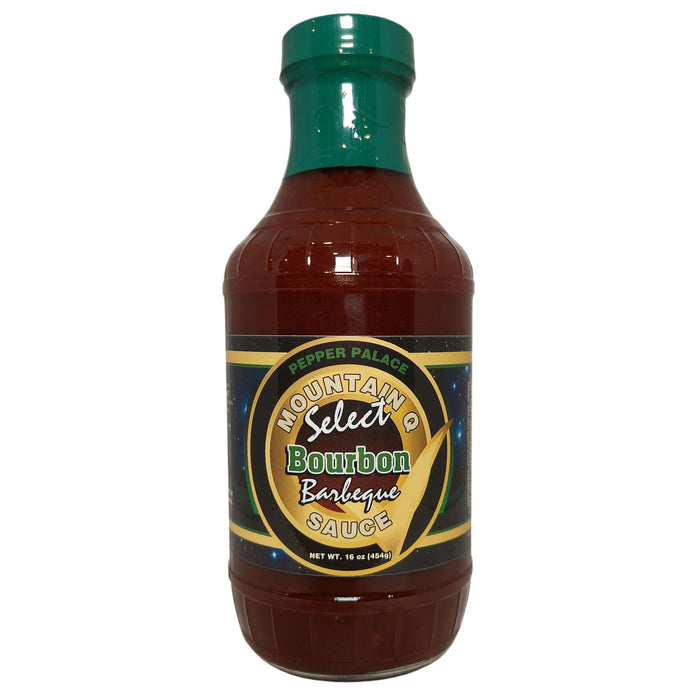 Bottle of Mountain O Select Bourbon Barbeque Sauce on a white background