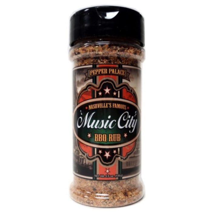 Music City BBQ Rub container with visible label on a white background