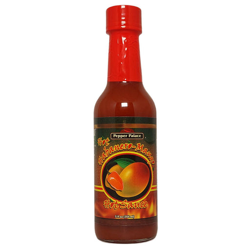Hot Sauce bottle with a red cap and colorful label on a white background