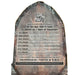 Purgatory Hot Sauce Box Back. Decorative stone with text and QR code on a white background