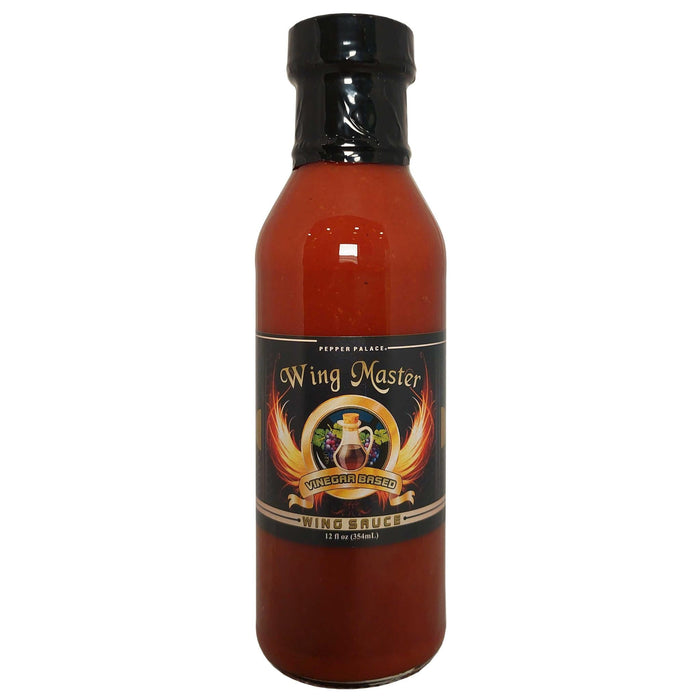 Bottle of Wing Master wing sauce on a white background