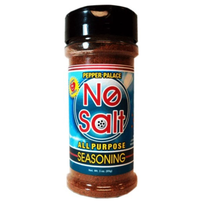 Bottle of Pepper Palace No Salt All Purpose Seasoning on a white background