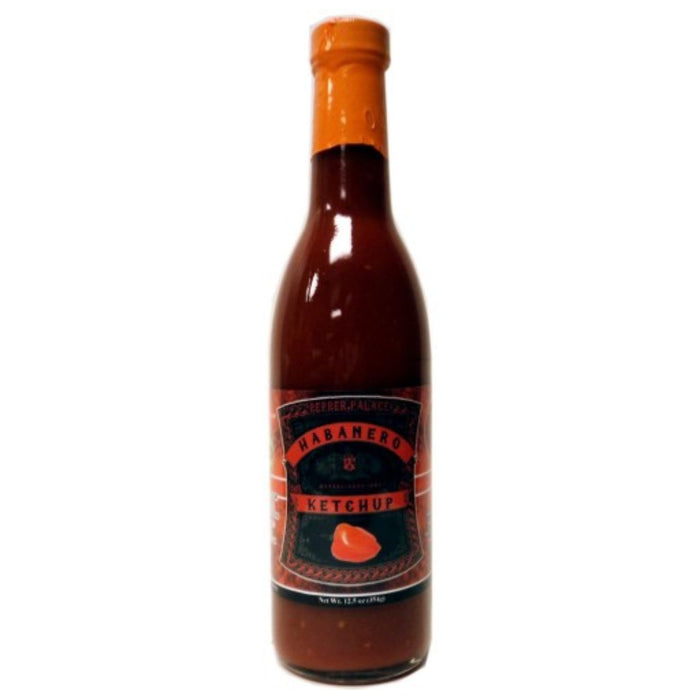Bottle of Habanero Ketchup on a white background