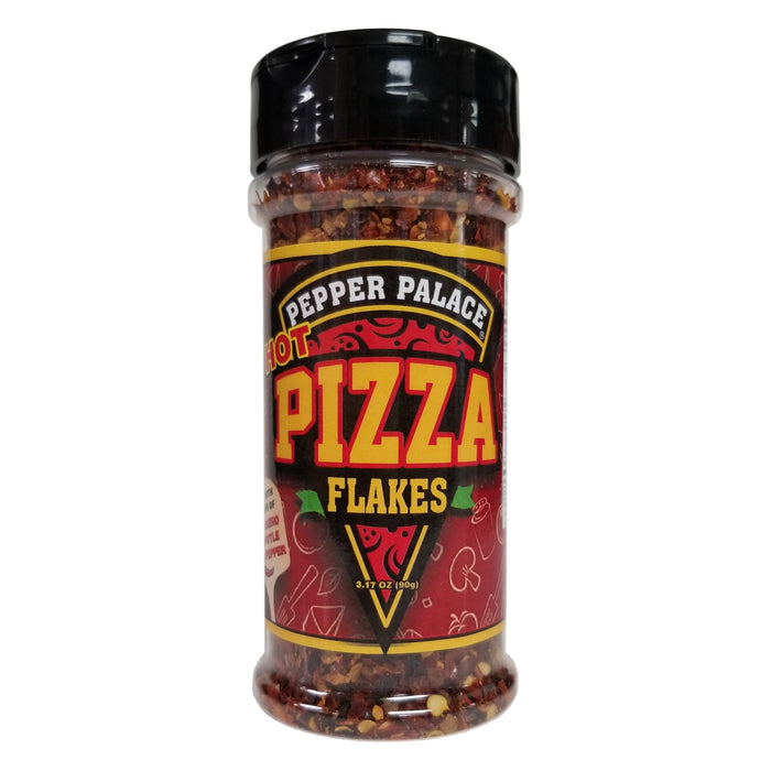 Bottle of Pepper Palace Pizza Flakes on a white background