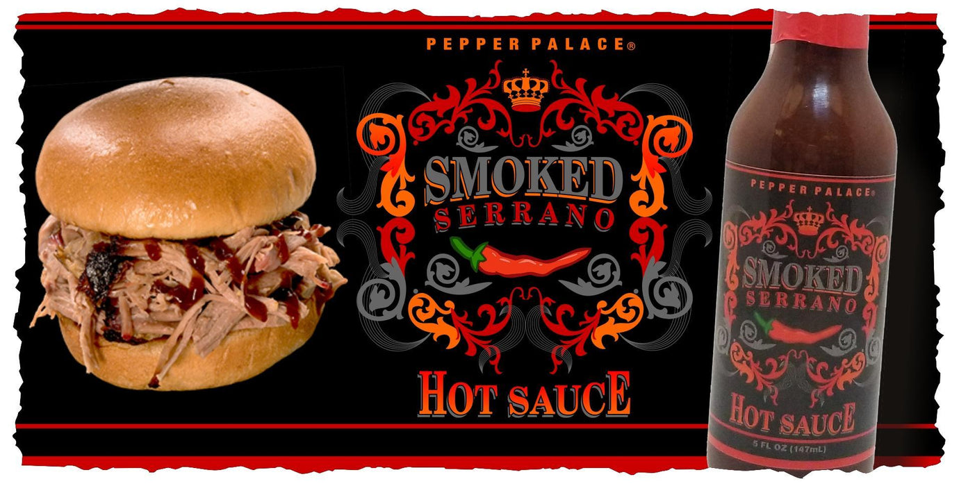 Smoked Serrano Hot Sauce on a pulled pork sandwich