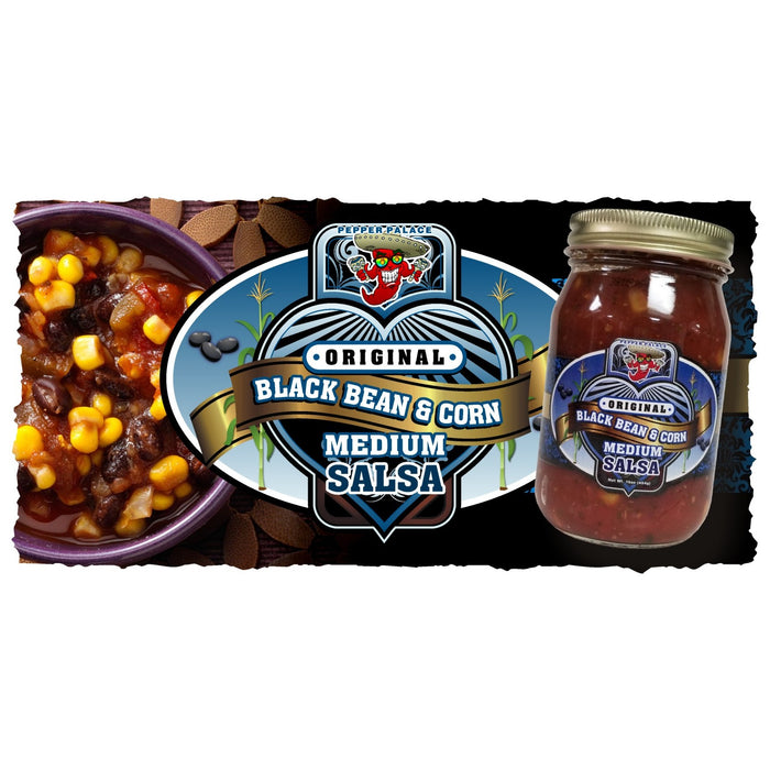 Medium Black Bean and Corn Salsa with a bowl of salsa