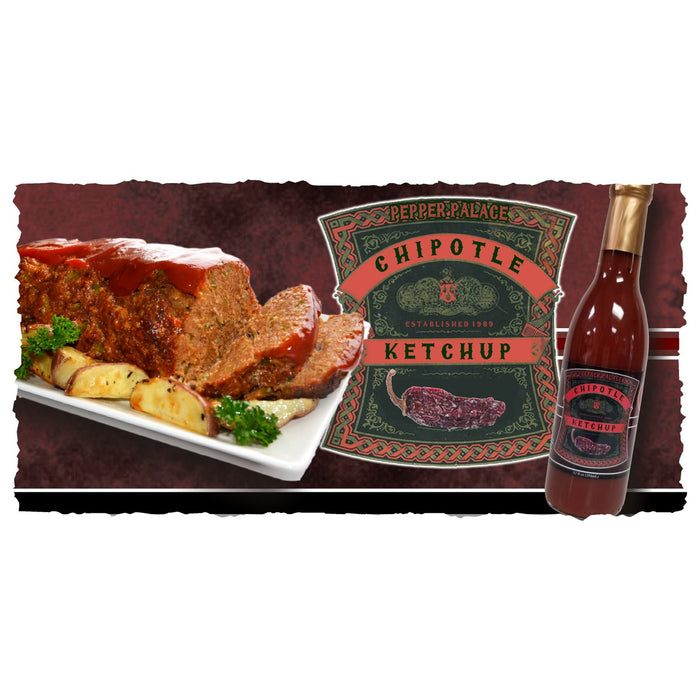 Chipotle Ketchup on Meatloaf with Potatoes